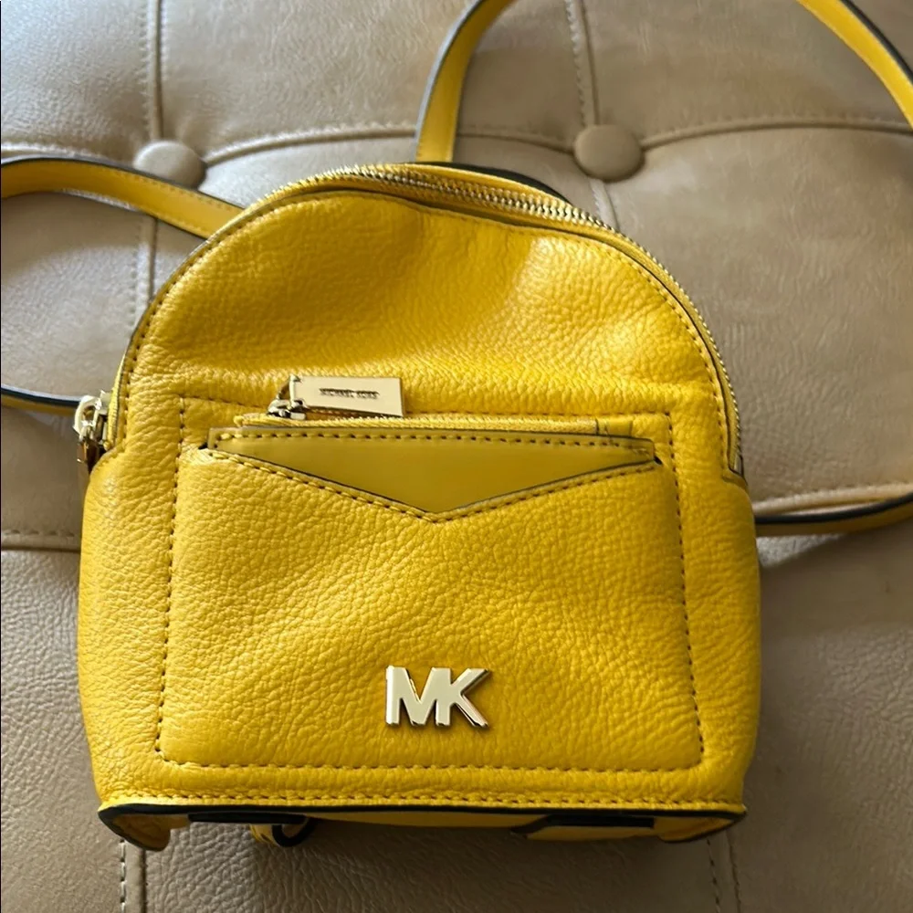Michael Kors Mustard Mini Bag backpack all leather 7 1/2 x 6 like new